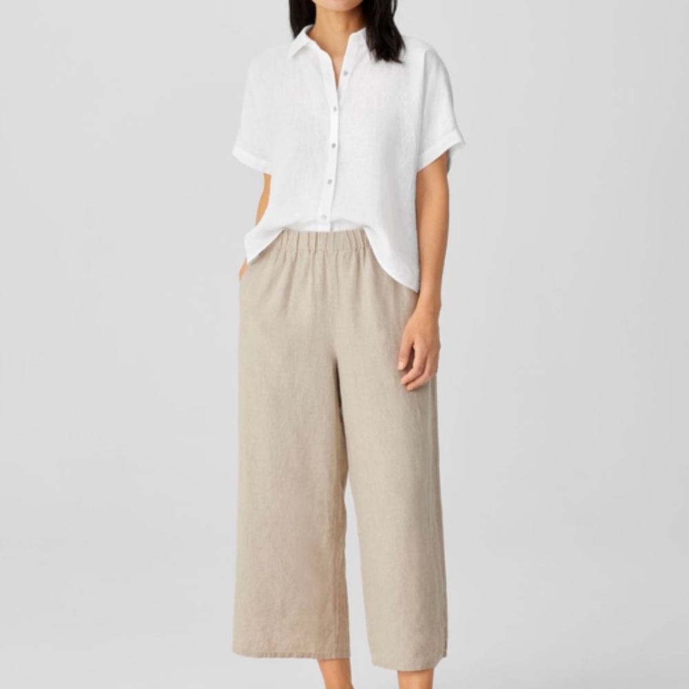 Eileen Fisher Organic Linen Wide Leg Pant